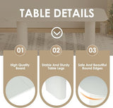 HAIZAO 71" White Oval Dining Table Set for 6, 7 Piece Modern Kitchen Table & 6 Upholstered Boucle White Dining Chairs with Gold Armrests for Kitchen, Dining Room, Meeting Room HAIZAO