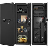 VEVOR 42.91" Tall Wall Gun Safe, 4-Tier Hidden Gun Safe with Keypad & Fingerprint, 3 Removable Shelves & 6 Key Holders, Q235 Cold-Rolled Steel Gun Safe with LED Light, Vibration Alarm, Holster & Stock VEVOR