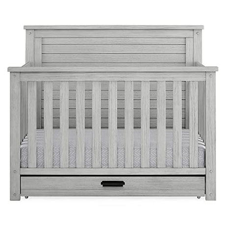 Delta Children Simmons Kids Caden 6-in-1 Convertible Crib with Trundle Drawer, Greenguard Gold Certified, Rustic Mist Delta Children