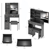 Montary 29.2" Small Size Vanity Desk with Drawers & Sliding Mirror, Cushioned Stool Included, Multi-Layer Storage, Hidden Compartments,Practical & Fashionable Dresser for Small Spaces,Black Montary