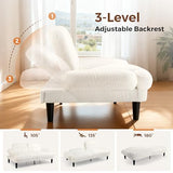 79” Futon Sofa Bed, Sleeper Sofa, Convertible Sofa Bed with Adjustable Backrest and Armrests, Faux Sherpa Cloud Loveseat, Convertible Recliner Sleeper Sofa for Living Room, Bedroom, Apartment, Beige Jocoevol