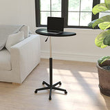 Flash Furniture Eve Sit to Stand Mobile Laptop Desk/Speaker's Lectern with Wheels, Modern Height-Adjustable Portable Standing Computer Desk, Black Flash Furniture