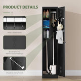 Letaya Broom Closet Storage Cabinet,Metal Cleaning Supply Tool Cabinet,Utility Cabinets for Brooms & Mops Black Garage Organization Cabinet for Laundry Room, Bathroom Letaya