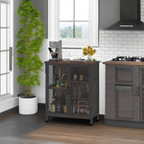 BON AUGURE Coffee Bar Cabinet with Storage & Doors, Small Liquor Cabinets for Home, Farmhouse Accent Buffet Sideboard Station for Kitchen, Dining Room, Entryway (Rustic Oak) BON AUGURE