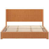 Solid Wood Platform Bed Frame with Headboard, King Size