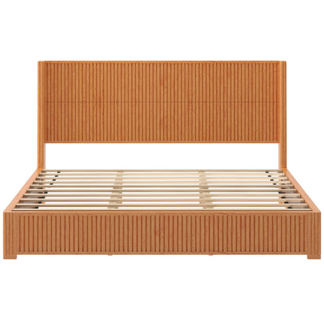 Solid Wood Platform Bed Frame with Headboard, King Size HouseOfZazla