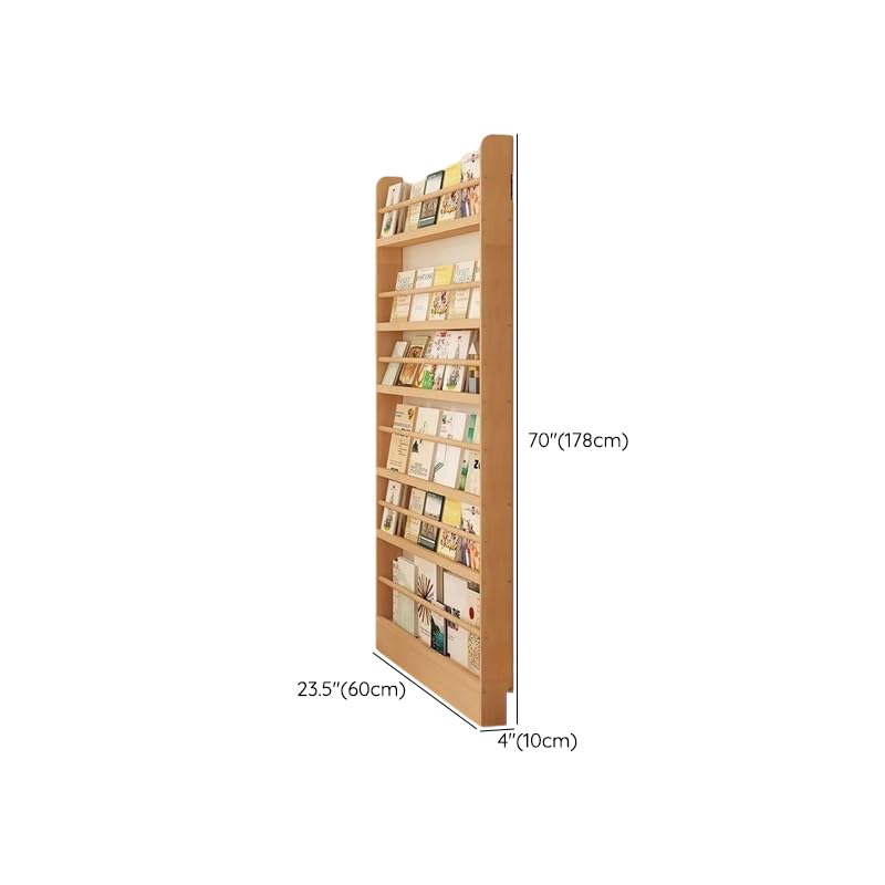 LITFAD Modern Solid Wood Vertical Bookcase - 24" L x 4" W x 70" H, Natural Finish LITFAD