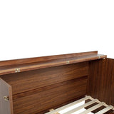 Bellemave Queen Murphy Bed with Storage Drawer and Station, Cabinet Bed, Murphy Cabinet with Foldable Panel, Noisy Free, for Guest Bedroom, Living Room, Walnut Rattan Bellemave