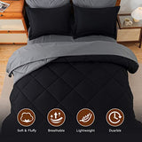 Cosybay Bed in a Bag Full Reversible Comforter Sets 7pcs All Season Down Alternative Bedding Sets Black and Grey with Comforter, Pillow Shams, Flat Sheet, Fitted Sheet and Pillowcase Cosybay