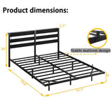Floating Full Size Bed Frame with Headboard and Storage,Metal Platform Bed Frame Full Size with Charging Port and LED Lights,No Box Spring Needed,Easy Assembly,Noise Free,Heavy Duty Black Bed Frame SOLACECASA