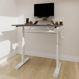 roomfitters 31.5" Adjustable Height Study Desk – Compact Multi-Purpose Desk, Manual Crank Standing Desk with 330 lbs Load Capacity, Gray roomfitters
