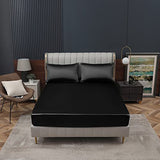 Homiest Black Satin Fitted Sheet Twin Size, Deep Pocket, Luxury & Ultra Soft Bedding Homiest