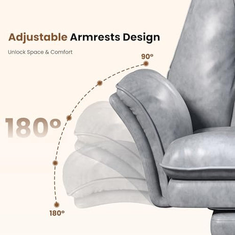 Big and Tall Office Chair, Flip Armrests for Pets & Cross Legged Sitting, Executive Ergonomic Computer Gaming Chair with Foot Rest, Crystal Velvet Wide Seat Reclining Desk Chair HOMRELEXA