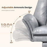 Big and Tall Office Chair, Flip Armrests for Pets & Cross Legged Sitting, Executive Ergonomic Computer Gaming Chair with Foot Rest, Premium Tech Fabric Wide Seat Reclining Desk Chair