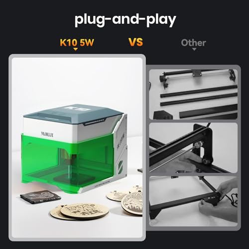 WAINLUXPRO K10 5000mW Laser Engraver Machine, Mini Laser Engraving Machine for Wood Leather Silicone Paper Glass Acrylic Cloth, Grabadora Láser, Engraver Laser Class1 WAINLUXPRO