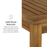 Walker Edison 4 Person Outdoor Wood Chevron Patio Furniture Dining Set Table Chairs All Weather Backyard Conversation Garden Poolside Balcony, 5 Piece, Brown Walker Edison