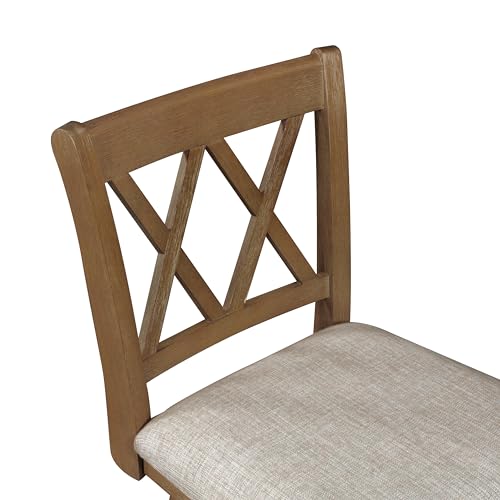 Home Brookline Swivel Bar Stool Chair with 360° Turn Mechanism, Rustic Farmhouse Stools for Kitchen Counter with Cushion, 24" Seat Height, Medium Oak Wood Finish with Beige Cushion Home 2 Office
