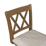 Home Brookline Swivel Bar Stool Chair with 360° Turn Mechanism, Rustic Farmhouse Stools for Kitchen Counter with Cushion, 24" Seat Height, Medium Oak Wood Finish with Beige Cushion Home 2 Office