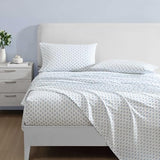 Laura Ashley - Queen Sheet Set, Crisp & Cool Sheets w/a Naturally Smooth Cotton Percale Feel, Deep Pocket, Bed Sheets with Matching Pillowcases & Fitted Sheet (Francesca Blue) Laura Ashley