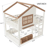 Harper & Bright Designs Full Over Full House Bunk Bed with Window and Roof, Solid Wood Low Bunk Beds with Bookshelf, Ladder and Guardrail, Space Saving for Boys and Girls, Beige & Natural Harper & Bright Designs