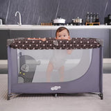 Pamo Babe Compact Pack and Play - Portable Crib for Baby, Lightweight Foldable Travel Playard with Mattress Pad & Carry Bag, Safe Breathable Travel Bed for Home, Trips & Family Visits, Cute Pattern