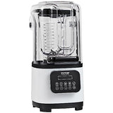 VEVOR Professional Blender with Shield, Commercial Countertop Blenders, 68 oz Jar Blender Combo, Stainless Steel 9 Speed & 5 Functions Blender, for Shakes, Smoothies, Peree, and Crush Ice, White VEVOR
