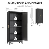 COFaR 61" Metal Pantry Cabinet in Black, Modern Storage Cabinet with Adjustable Shelves, Sturdy Metal Cupboard for Kitchen, Office, Living Room & Bathroom Organization COFaR