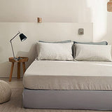 Simple&Opulence 100% Linen Sheet Set 4pcs Basic Style, Deep Pocket, Natural French Washed Flax Solid Color Soft Breathable Bed Sheets - Linen, Queen Simple&Opulence