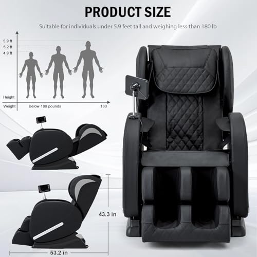 AVSAMOQ Massage Chair Full Body, Zero Gravity Massage Recliner with Air Pressure, 8 Fixed Points Massage Rollers, Heating, Foot Roller, LCD Screen Control, Home Office Use AVSAMOQ