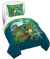 Jay Franco Duvet Cover Set – 2 Piece Comforter Cover and Sham Set, Super Soft Cozy Kids Bedding (Insert Not Included) Blue - Minecraft, Twin Jay Franco