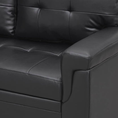 Naomi Home 85 in. Convertible Sofa with Storage, Reversible L Shape Sofa Couch with Chaise, Comfy Sectional Couches for Living Room, Black - Air Leather