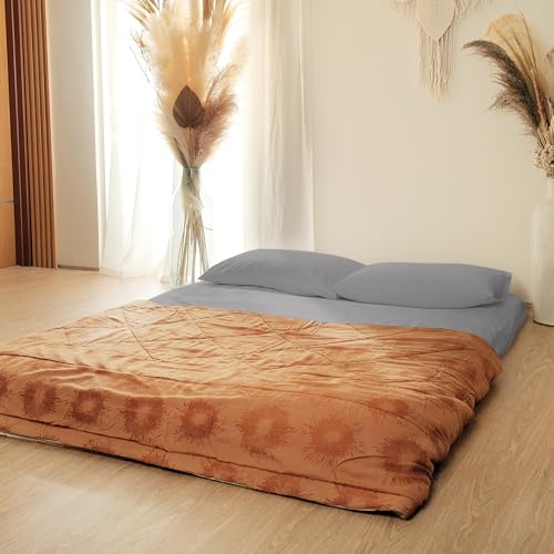 Native Nest Japanese Futon Floor Mattress - Medium Firm Futon Mattress for Sleeping - Shikibuton - Foldable and Portable Japanese Bed (Grey, Queen) Native Nest