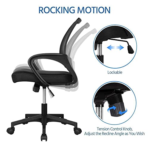 NiamVelo Mesh Office Chair Ergonomic Desk Chair Adjustable Computer Chair Comfortable Seat & Back Support Task Rolling Swivel Chair with 360 ° Quiet Casters & Armrest NiamVelo