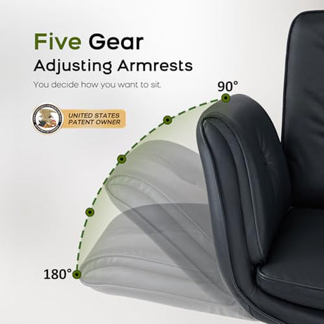 amseatec Criss Cross Chair with Armrests & Wheels, PU Leather Vanity Chair, Comfortable Adjustable Swivel Computer Office Desk Chairs for Home, Make Up, Bed Room (Black) amseatec