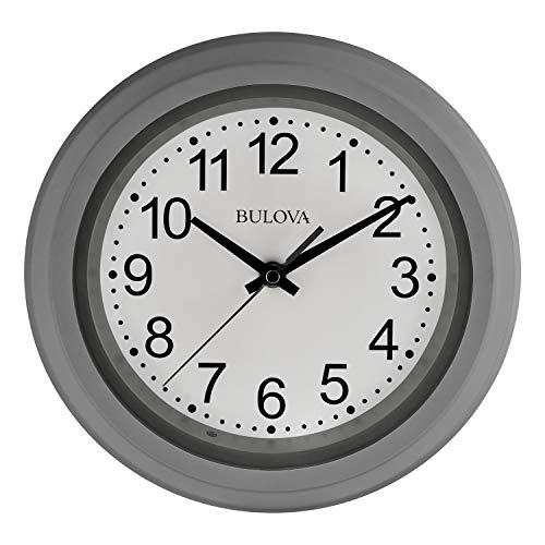 Bulova C4865 Night Vision Lighted Dial Wall Clock, 10", White Bulova