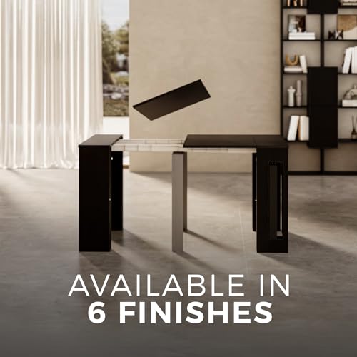 Mobili Fiver, Easy, Extendable Console Table with Extension Leaves Holder, 17.7(120.1) x35.4 in, Ashwood Black, Made in Italy Mobili Fiver