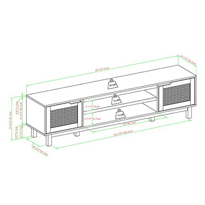 Walker Edison Destin Modern Minimal Rattan-Door Stand for TVs up to 80 Inches, 70 Inch, Coastal Oak - WoodArtSupply
