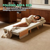 FLOCQISEM Convertible Chair Bed, Futon Sofa Bed Sleeper Chair with Solid Wood Leg and Storage Pocket, Linen Fabric Sofa Couch Guest Bed for Living Room, Bedroom, Office, Apartment (27.56) FLOCQISEM
