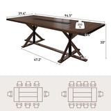 Hlivelood 94" Large Dining Table for 10 People, Rectangular Kitchen Farmhouse Table W/Thickness Waterproof Wood Tabletop,Long Dining Room Tables W/Wood Strip Base for Kitchen Living Room(238CM Brown) Hlivelood