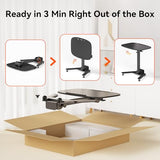 WALKINGDESK Foldable Pneumatic Height Adjustable Mobile Standing Desk with 90° Tiltable Tabletop, 27.2x18.9 Inch Portable Laptop Desk with Wheels, Holds Up to 66.1lbs for Home Office, Study, Black WALKINGDESK