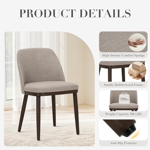 COLAMY Upholstered Dining Chairs Set of 6, Modern Kitchen Chairs with Back, Fabric Side Dining Room Chairs with Wood Legs for Kitchen Dining Room Restaurant, Camel COLAMY