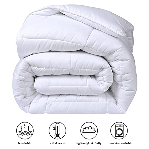 COHOME King Size Cooling Comforter, All-Season Quilted Down Alternative Duvet Insert, Luxury Hotel Breathable GentleSoft Comforter with Anti-Clump Tech & 8 Tab - Reversible - White 92 x 102 inches COHOME