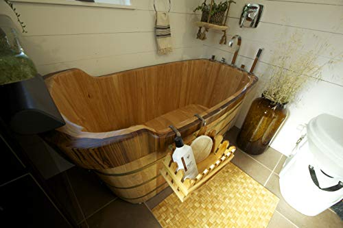 ALFI brand AB1148 59-Inch Free Standing Oak Wood Bath Tub with Chrome Tub Filler ALFI brand