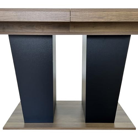 KUVADAZ 78.74" Extendable Dining Room Table for 6 8 10, Modern Farmhouse Wooden Long Large Rectangular Expanding Conference Kitchen Table with Dual Columns Base, Brown+Black KUVADAZ