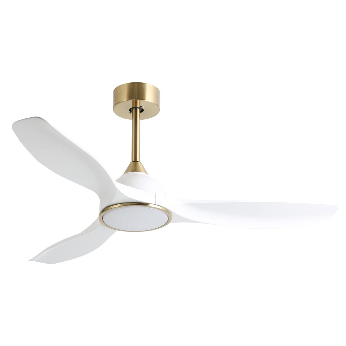 Fanliving 52 Inch 6 Speed High CFM Quiet DC Motor Modern Ceiling Fan with Lights Remote Control, 3 Blade White Gold Indoor Bedroom Living Room Ceiling Fan Fanliving