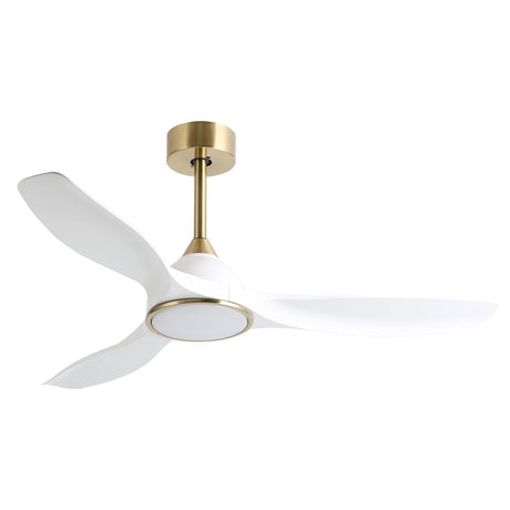 Fanliving 52 Inch 6 Speed High CFM Quiet DC Motor Modern Ceiling Fan with Lights Remote Control, 3 Blade White Gold Indoor Bedroom Living Room Ceiling Fan Fanliving