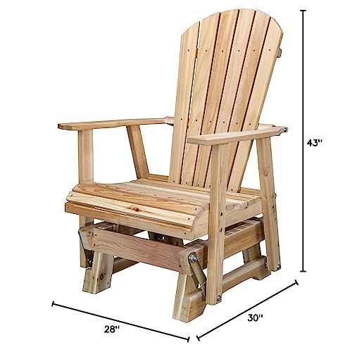Kilmer Creek 2' Natural Cedar Fanback Adirondack-Style Glider, Amish Crafted Kilmer Creek