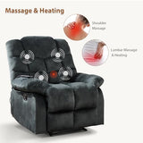 ANJ Massage Recliner Chair with Heat for Adults, Manual Recliners with Soft Fabric, Ergonomic Reclining Sofa with Overstuffed Armrests and Backrest, Single Recliner Chairs for Living Room, Dark Green