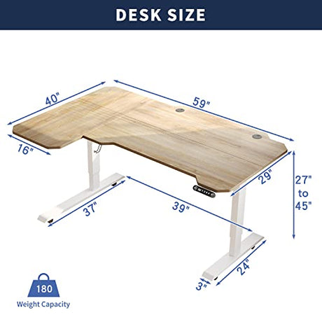 HEONAM Ergonomic Electric Standing Desk 59 Inch, Height Adjustable Sit Stand Desk with Memory Keypad and Large Work Surface HEONAM
