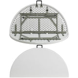 Flash Furniture Freeman 4' Round Plastic Folding Event Table with Carrying Handle, Bi-Fold Portable Banquet Table for Indoor/Outdoor Events, White Flash Furniture